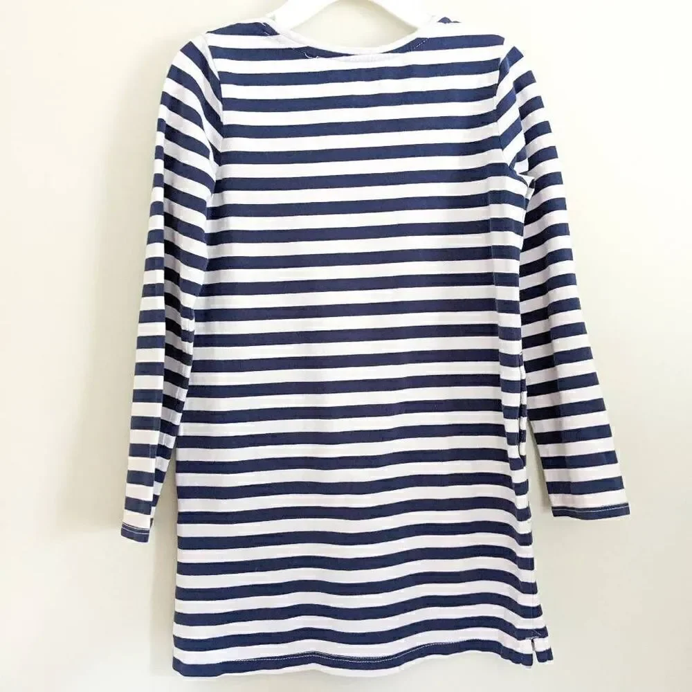 Lands End Girls Navy Striped Dress